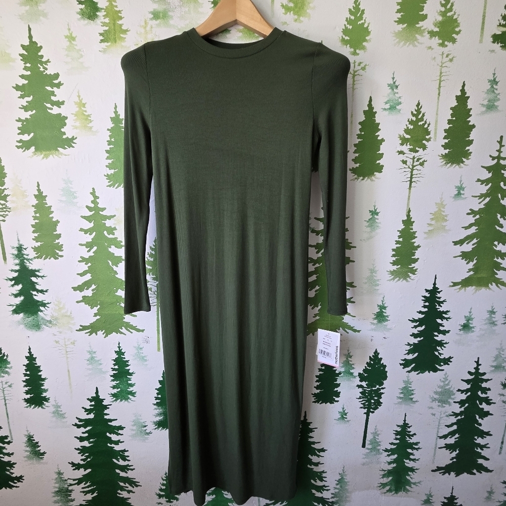 Motherhood Long Sleeve Ribbed Knit Maternity Dress
